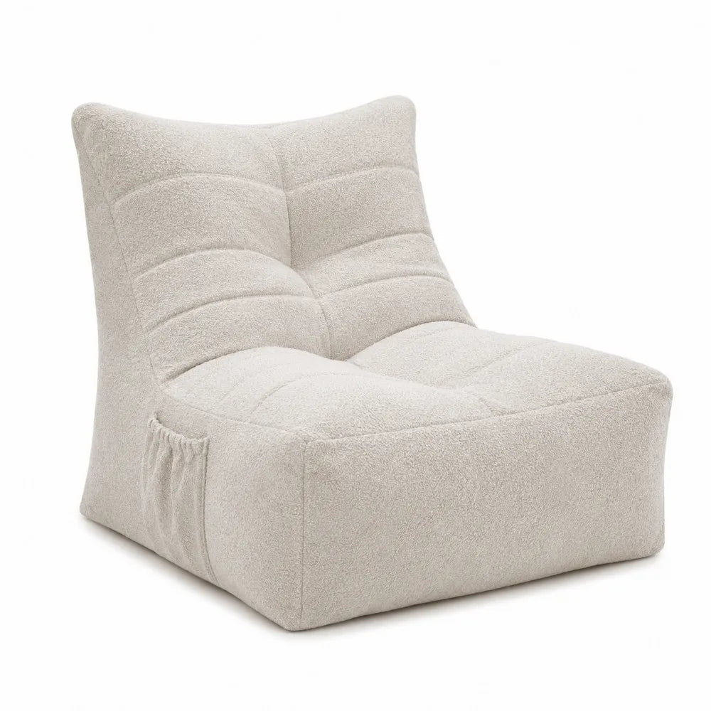 Poltrona in Tessuto Bouclé Beige con Imbottitura in Schiuma