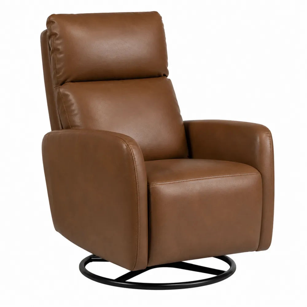 Poltrona in pelle sintetica marrone con base girevole