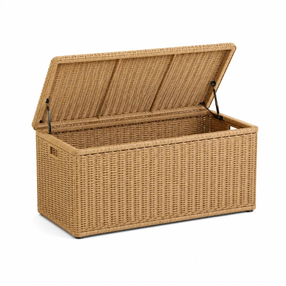 Baule in Polyrattan con Coperchio Apribile 140x60x70 cm
