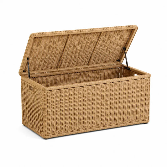 Baule in Polyrattan con Coperchio Apribile 140x60x70 cm