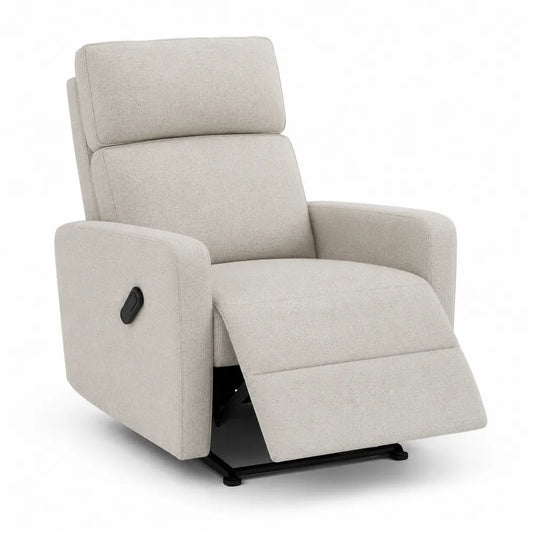 Poltrona reclinabile in tessuto di poliestere beige con struttura in metallo